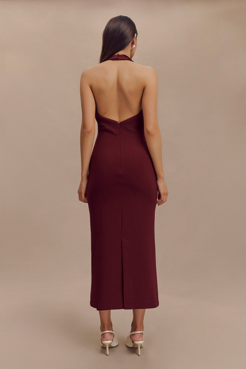 Annita - Robe mi-longue dos nu - Merlot