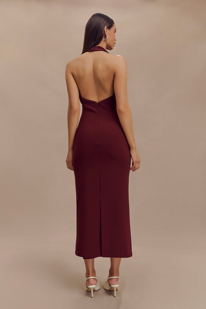 Annita - Robe mi-longue dos nu - Merlot