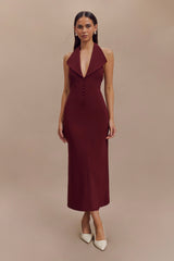 Annita - Robe mi-longue dos nu - Merlot