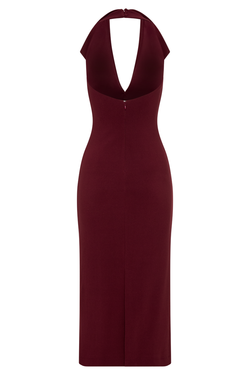 Annita - Robe mi-longue dos nu - Merlot